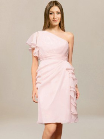 chiffon bridesmaid dresses_Pink