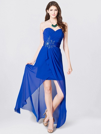 chiffon prom dress_Marine Blue