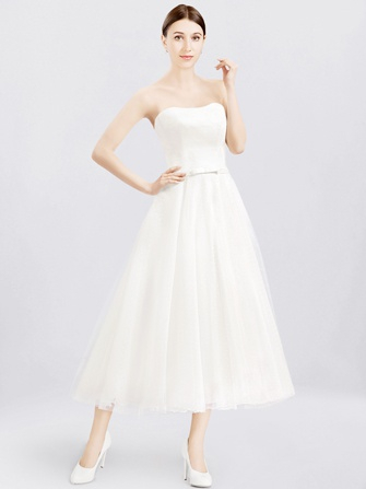 corset tea length wedding dress