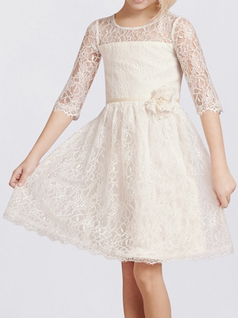 lace flower girl dress_ivory
