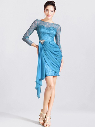 lace prom dress_Marine Blue