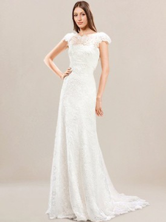 Lace Wedding Dress with Cap Sleeves $269
