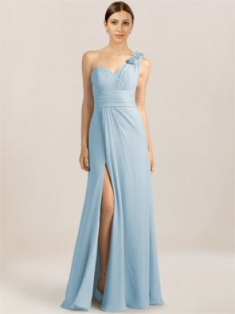 long bridesmaid dresses_Blue Pastel