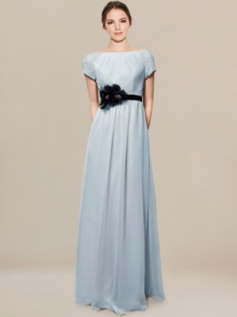 modest mother of the bride dress_Blue Pastel/Black