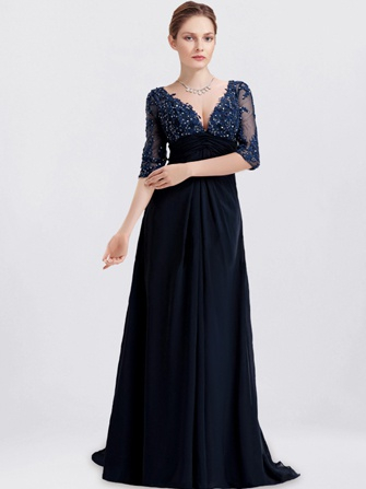 Modest Mother of The Bride Dresses_Navy