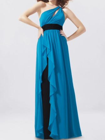 robe de demoiselle d'honneur d'une épaule_Marine Blue/Black