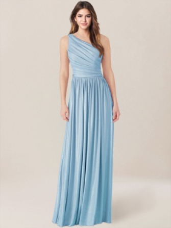 one shoulder bridesmaid dress_Blue Pastel
