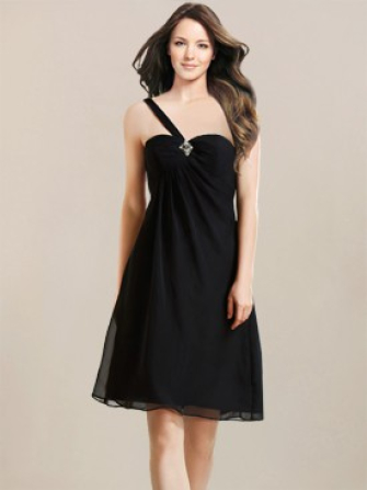 one shoulder bridesmaid dress_Black