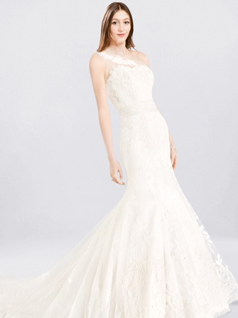 one-shoulder lace wedding dresses