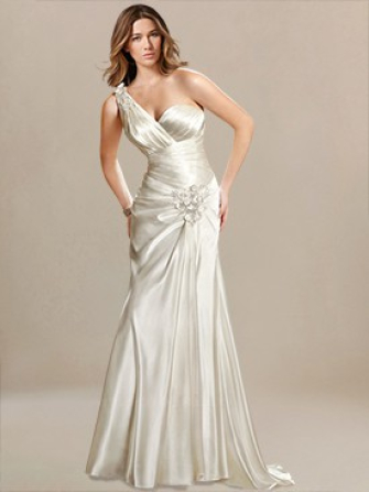 Illusion One Shoulder Wedding Dress $259