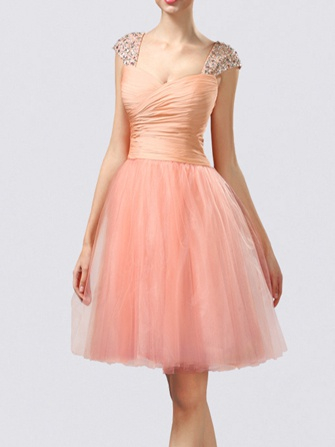 short prom dresses_Peach Fizz