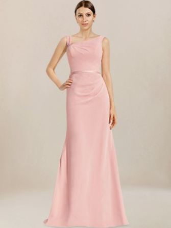 simple chiffon bridesmaid dresses_pink