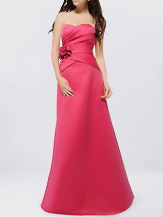 strapless long bridesmaid dresses_Claret