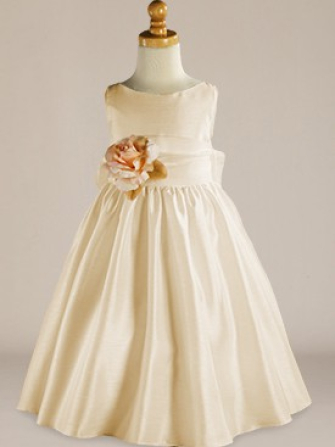 Tea Length Flower Girl Dresses_Champagne