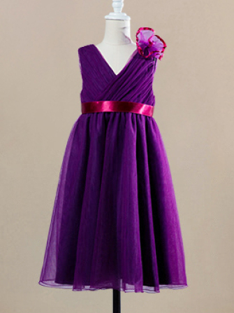robe de fille de fleur de tulle_Violet/Lipstick
