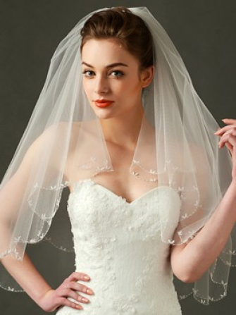 two tiers bridal veil