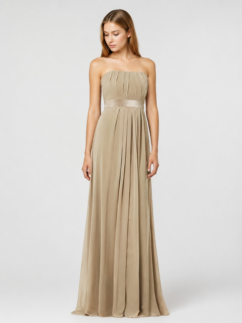 robes de demoiselle d'honneur sans bretelles_cappuccino