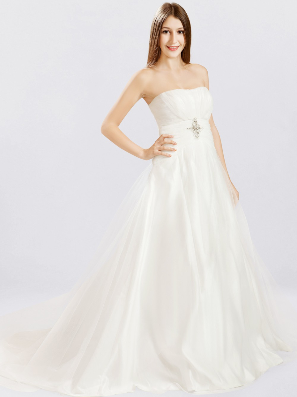A-line strapless wedding dress