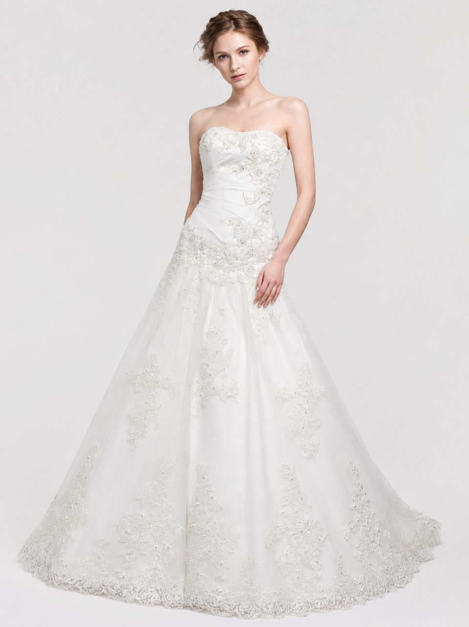 A-line strapless wedding dress