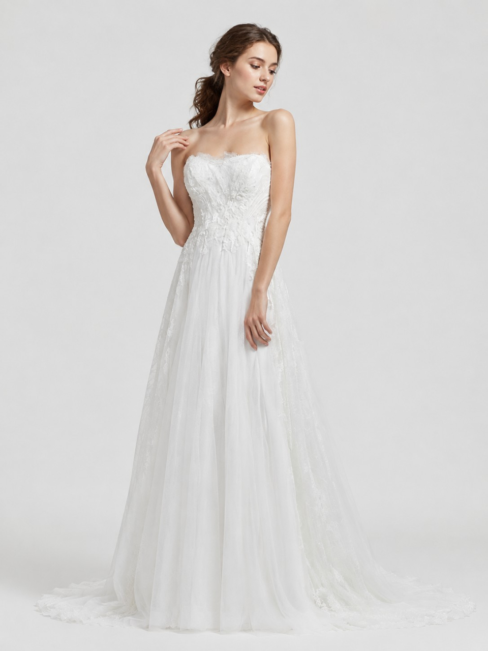 A-line strapless wedding dresses