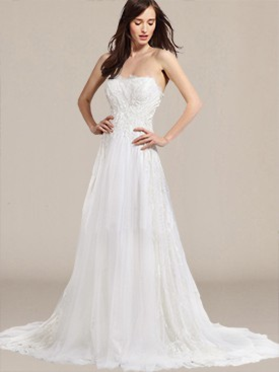 A-line strapless wedding dresses