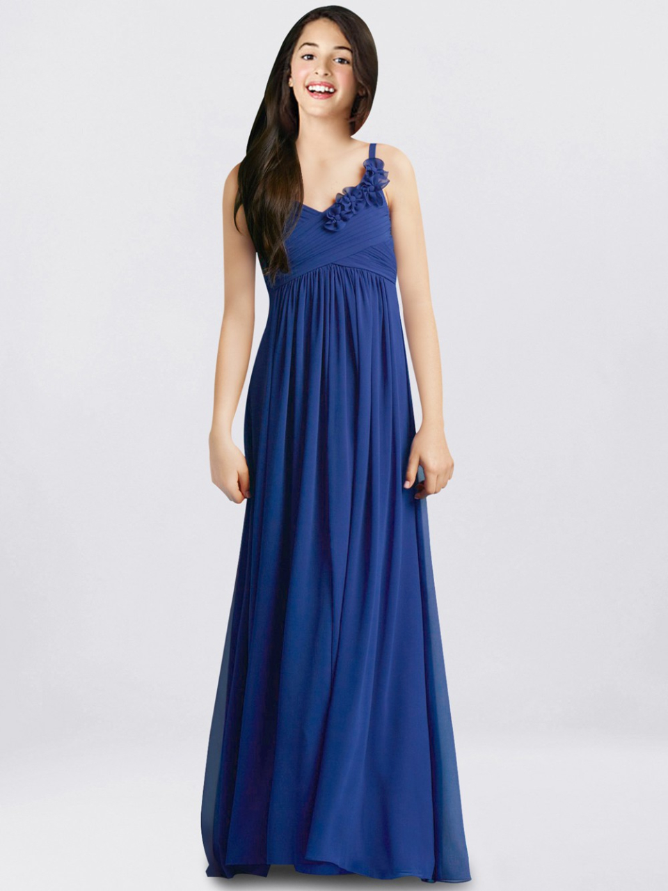 blue flower girl dress_indigo