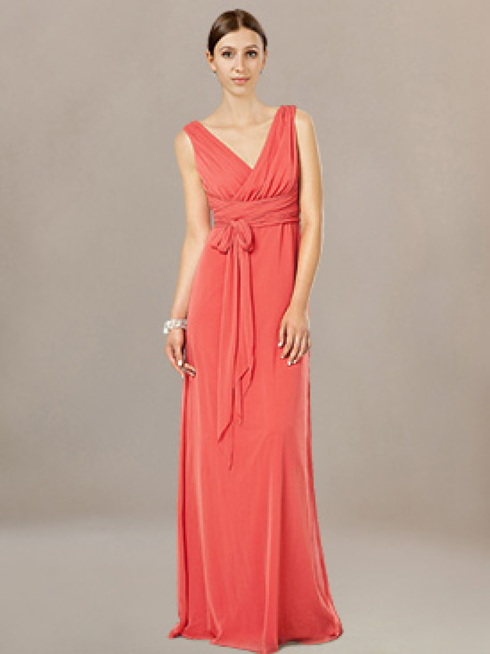 long bridesmaid dresses_Coral