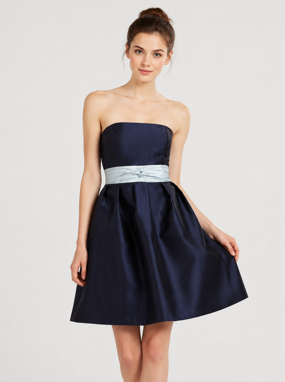 robes de demoiselle d'honneur courte_Navy/Blue Pastel