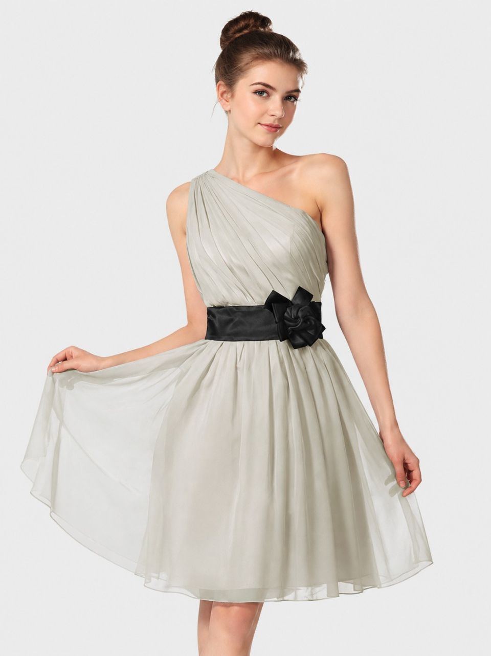 beach bridesmaid dress_Platinum/Black