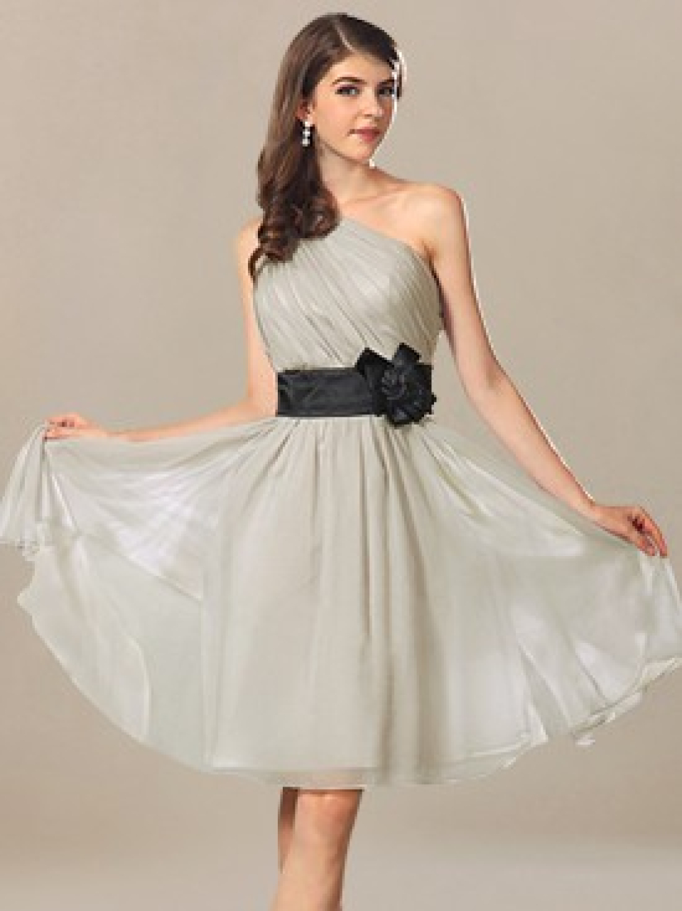 beach bridesmaid dress_Platinum/Black