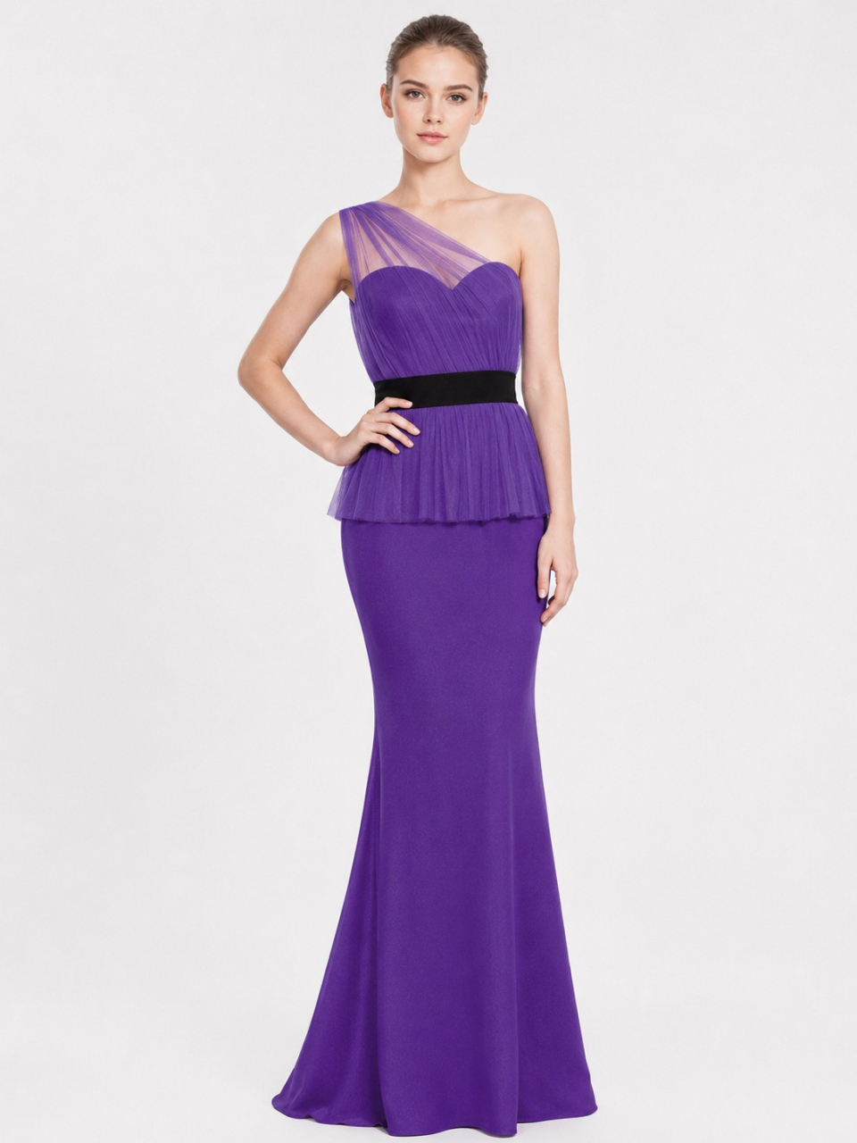 robe de demoiselle d'honneur inhabituel_Purple/Black