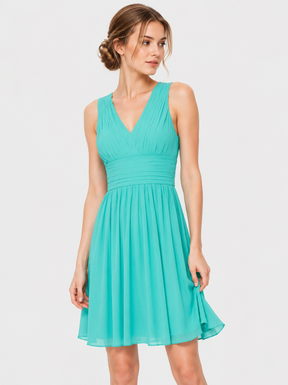 robes de demoiselle d'honneur courtes_Turquoise