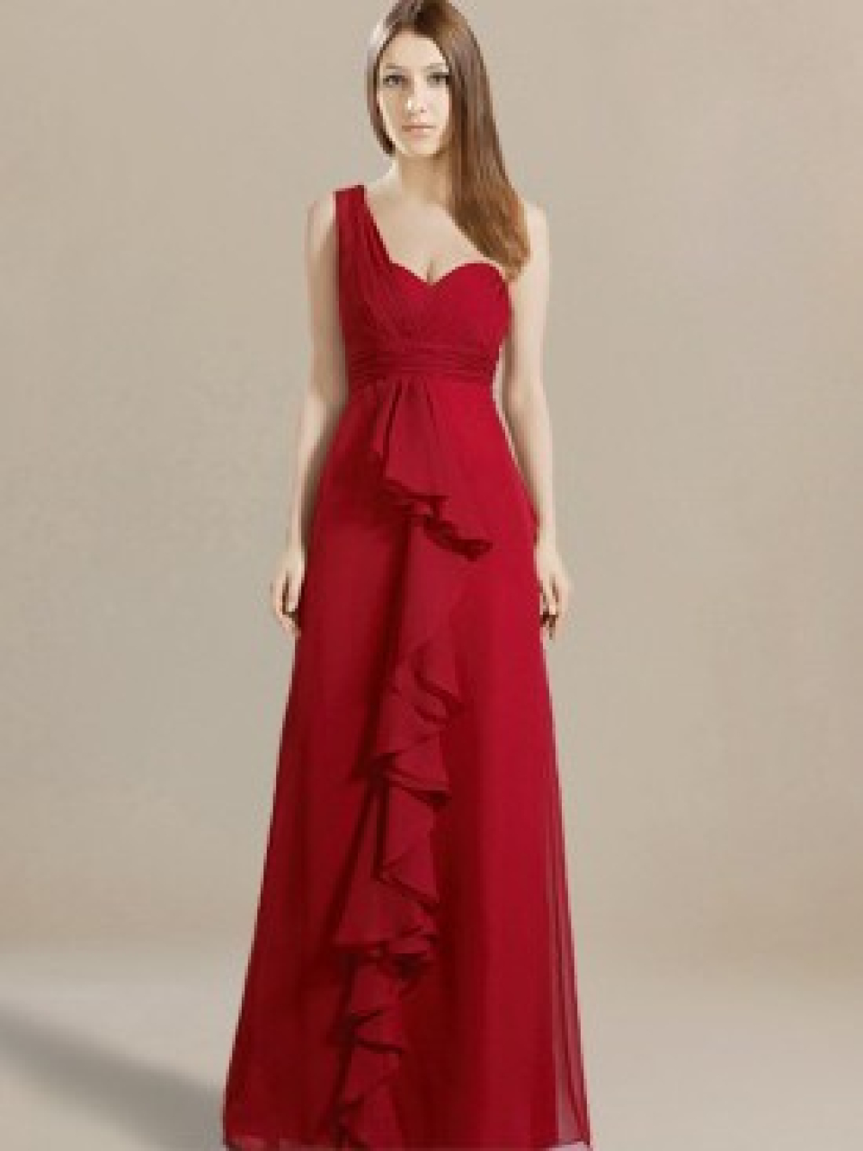 chiffon bridesmaid dress_Cherry