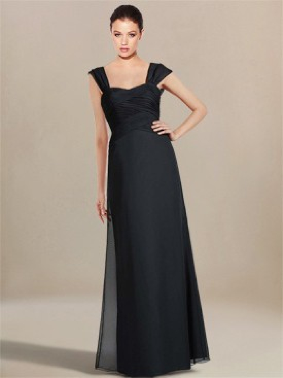 chiffon bridesmaid dress_Black