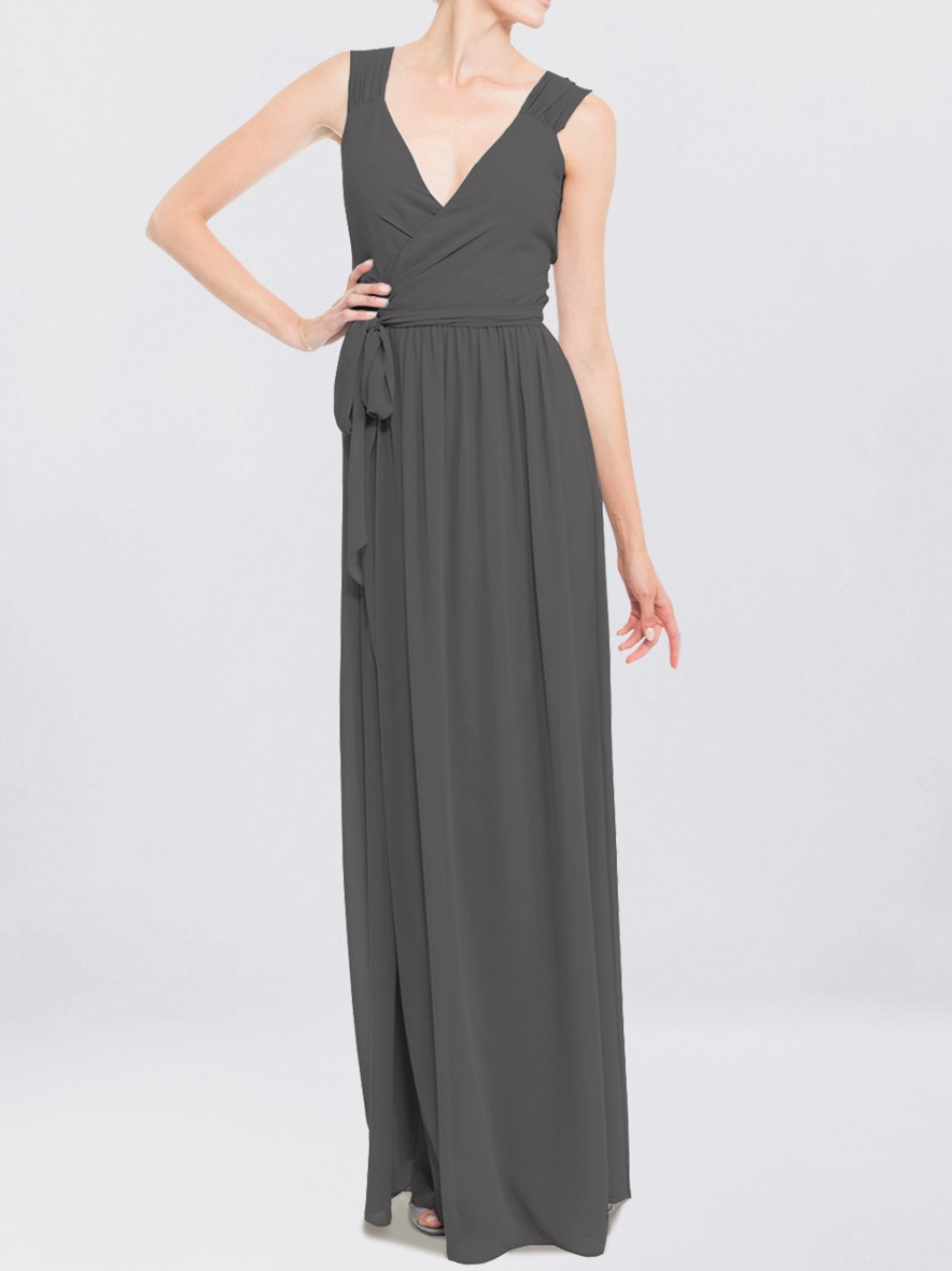 chiffon bridesmaid dress_Charcoal