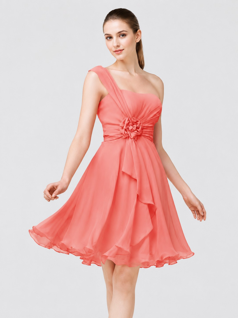 robe de demoiselle d'honneur occasionnel_Coral