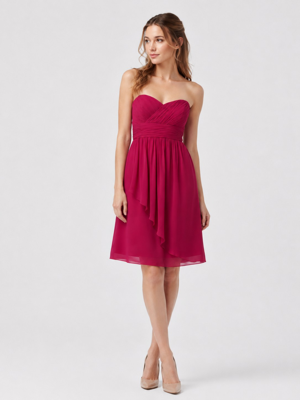 Chiffon Bridesmaid Dresses Short_Fuchsia