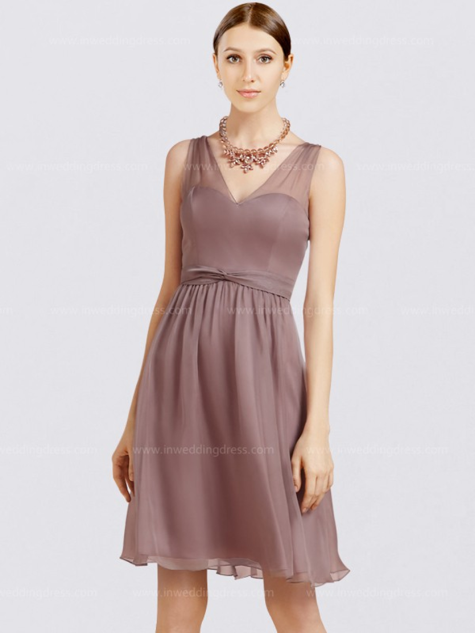 chiffon bridesmaid dresses_Raisin