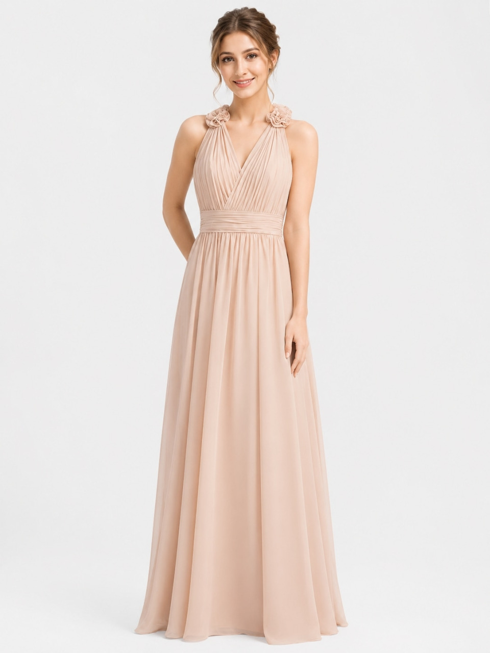 chiffon bridesmaid dresses_Blush