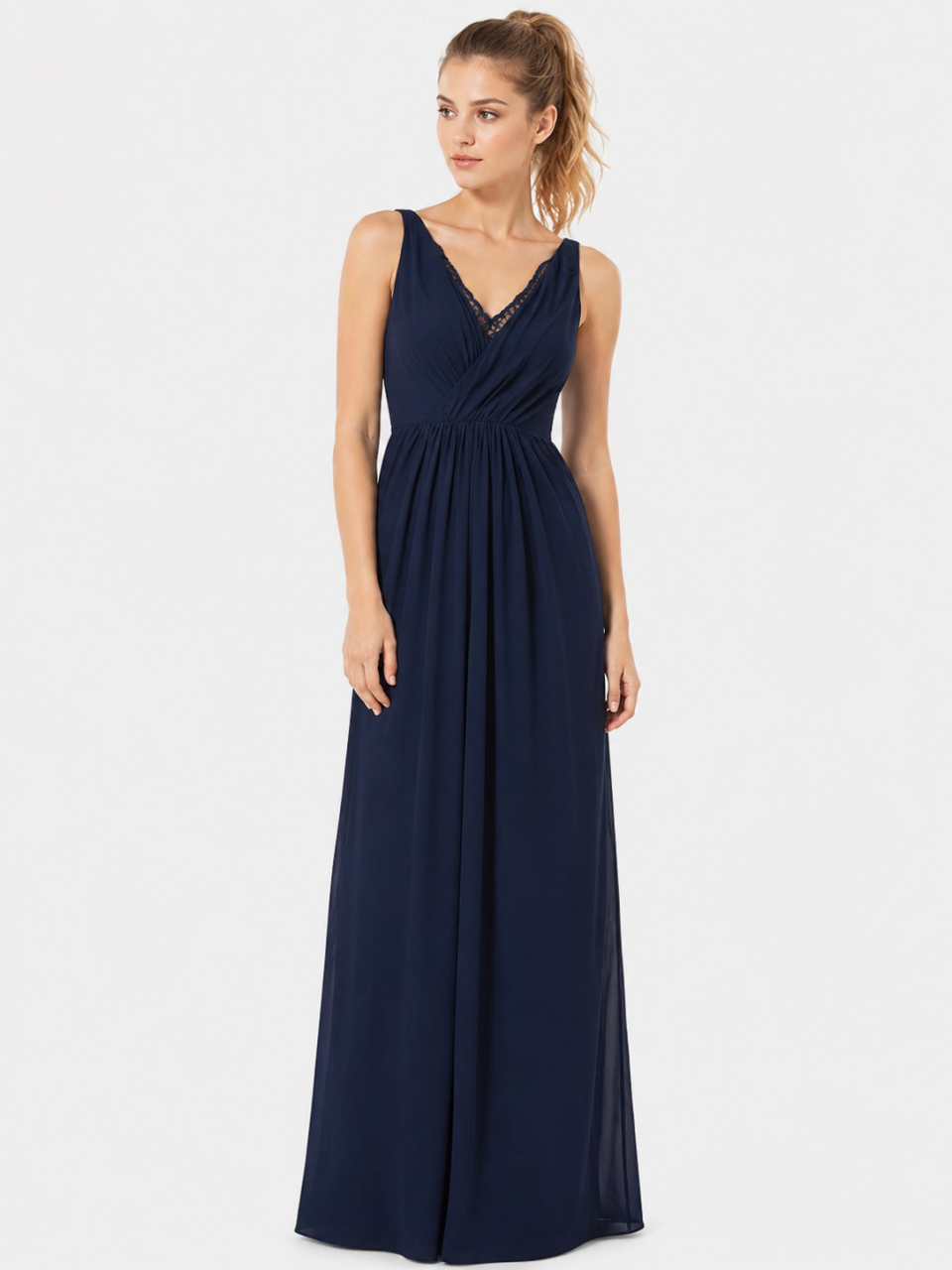 chiffon bridesmaid dresses_Navy