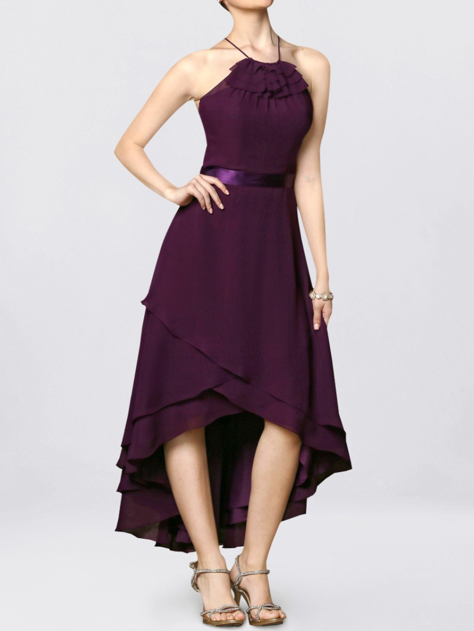 chiffon bridesmaid dresses_Grape