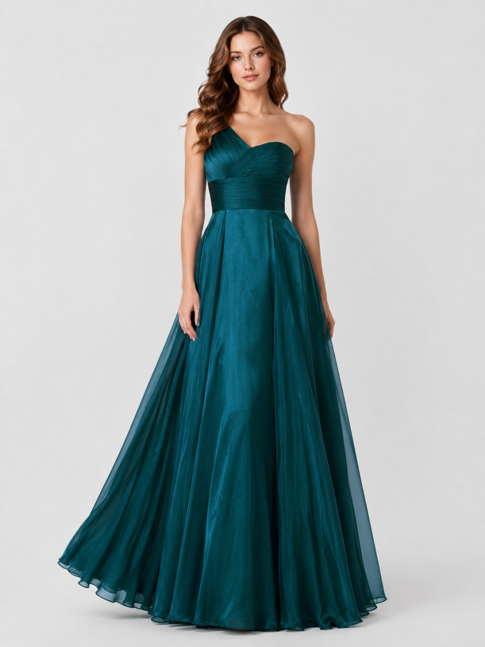 Mousseline de soie Robes de mariée longues_Teal