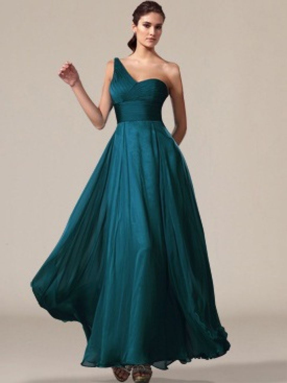 Chiffon Bridesmaid Dresses Long_Teal
