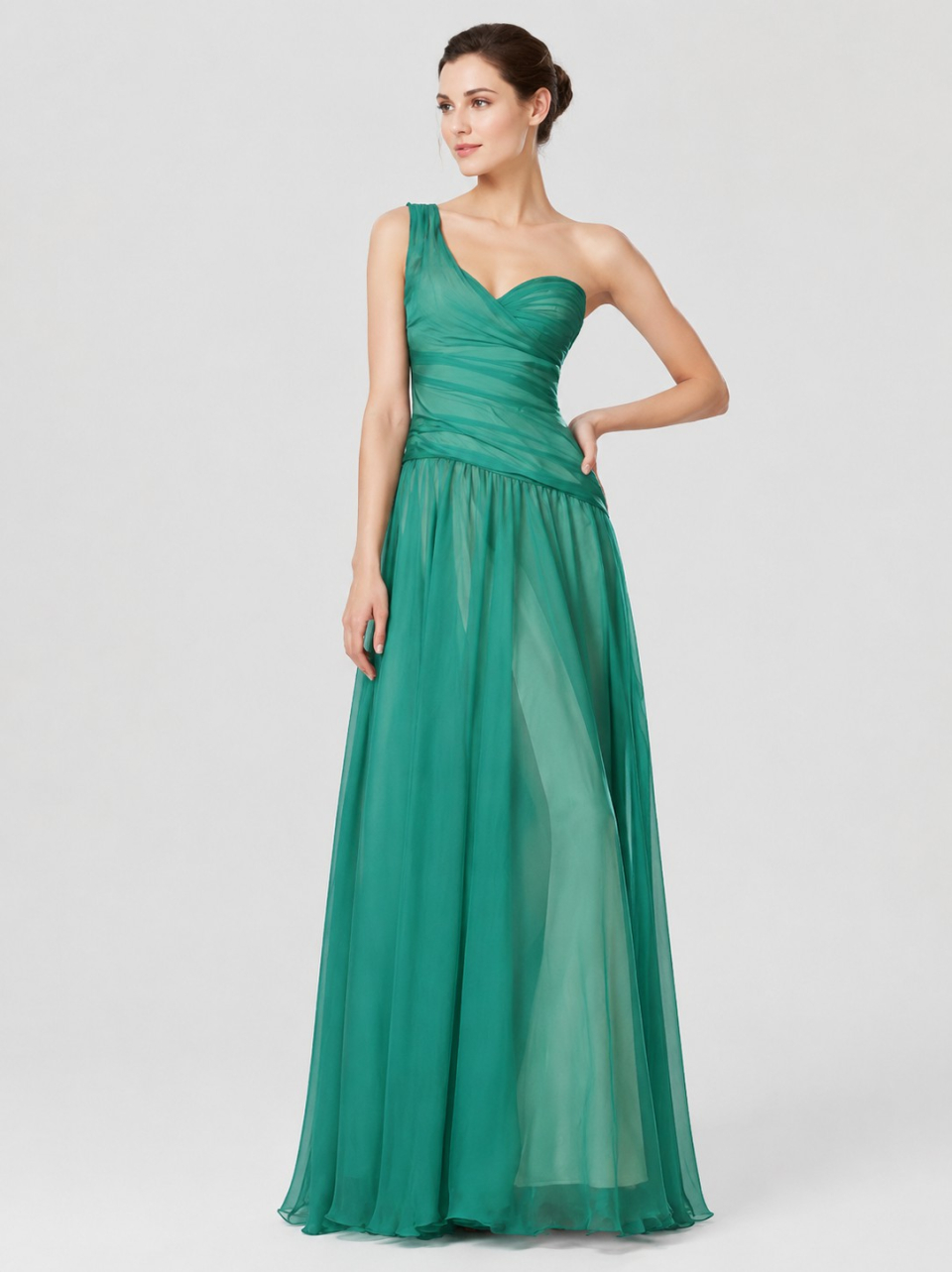 Robes de mariée en mousseline de soie une épaule_Jade