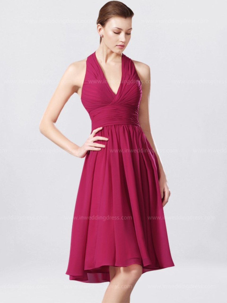 Chiffon Bridesmaid Dresses Short_Lipstick