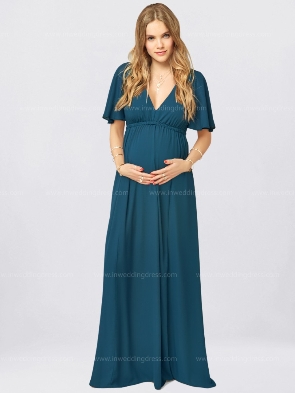 maternity bridesmaid dress_teal