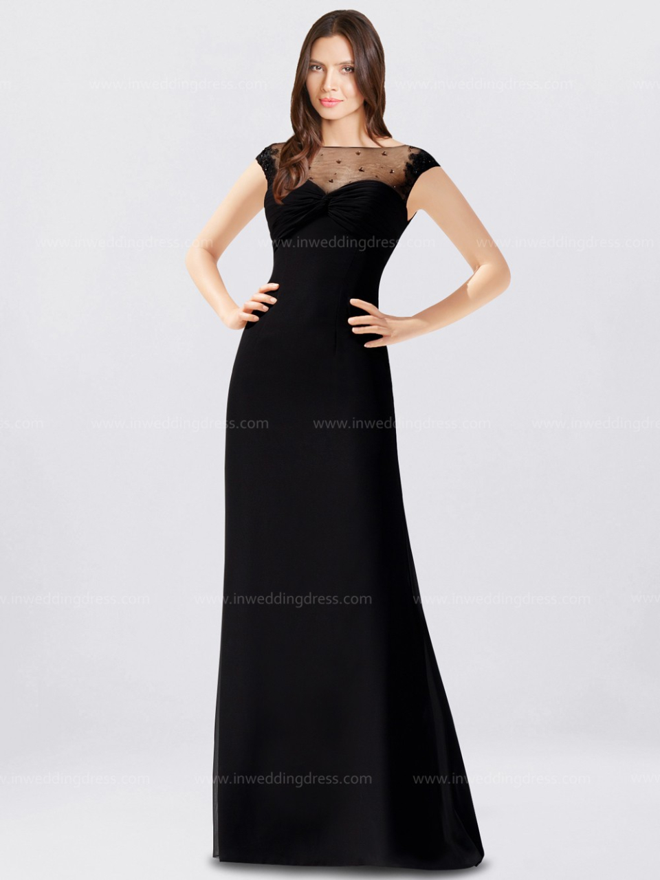 chiffon mother of the bride dress_black