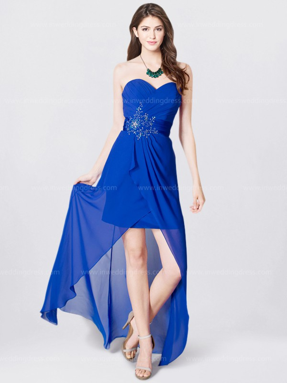 chiffon prom dress_Marine Blue
