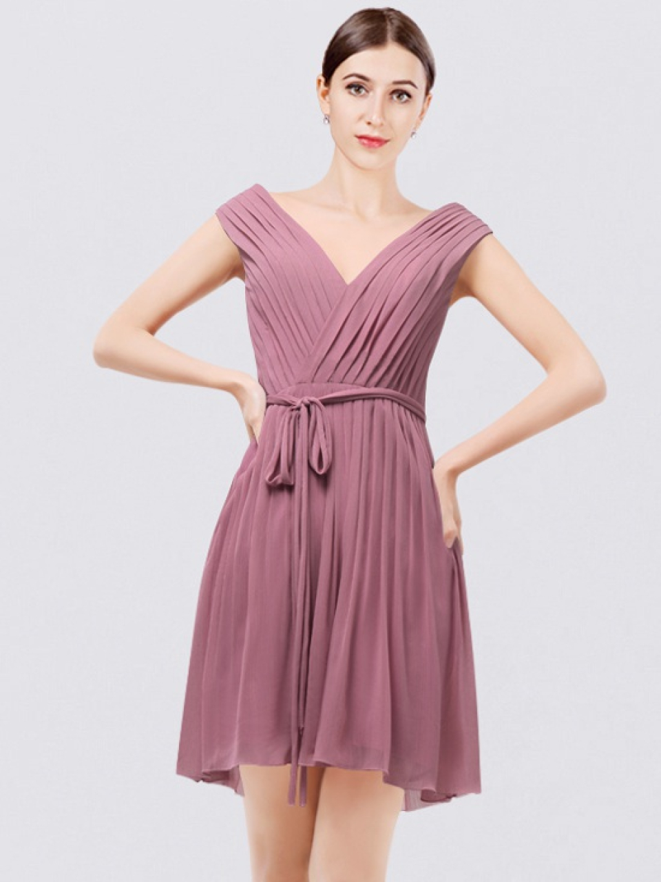 Chiffon Short Bridesmaid Dress_Sugar Plum