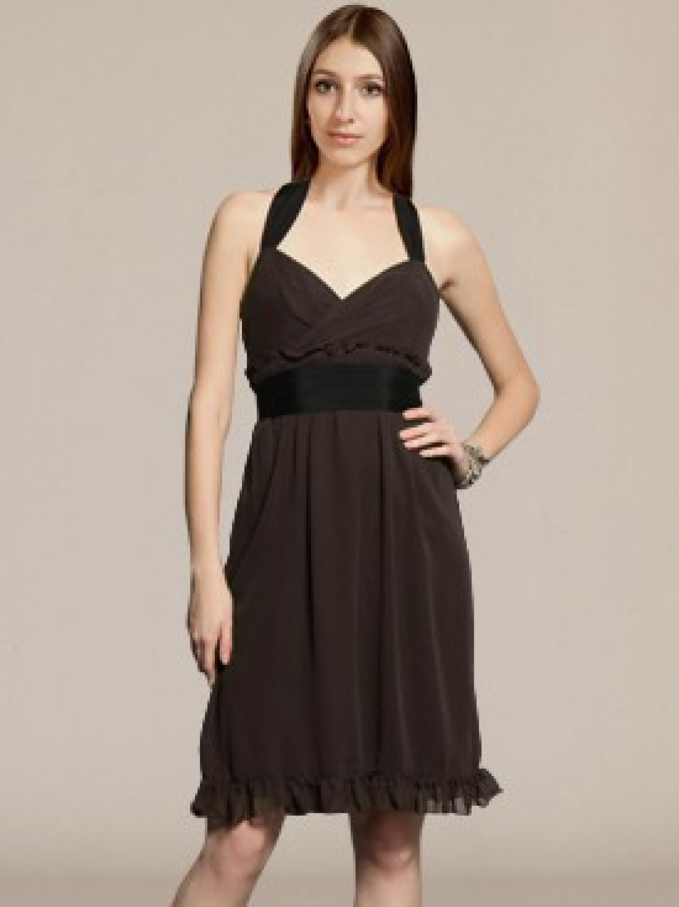 Discount Bridesmaid Kleid_Espresso / Black